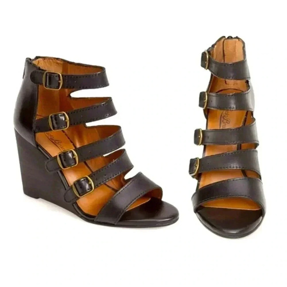 Lucky Brand Reynolds Caged Black Wedges - Picture 1 of 9